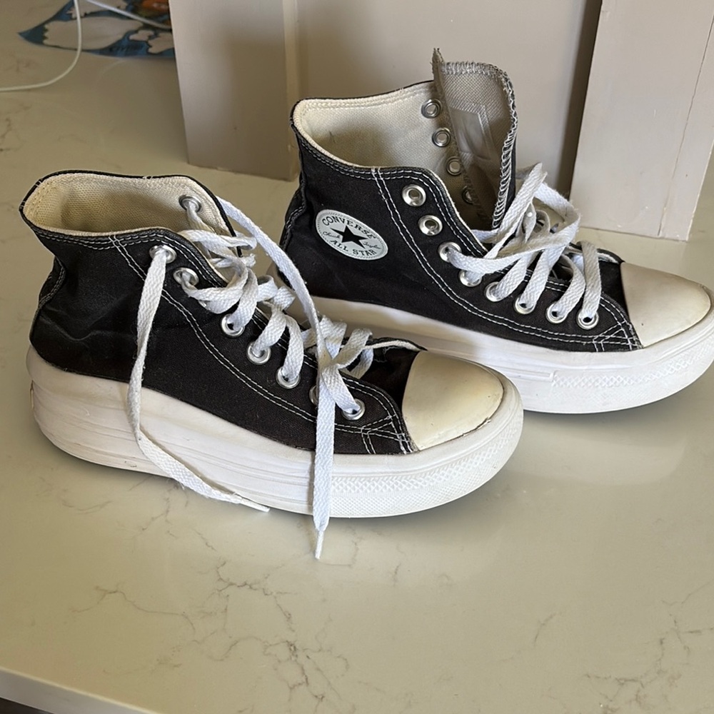 Converse Black and White Platform Sneakers
